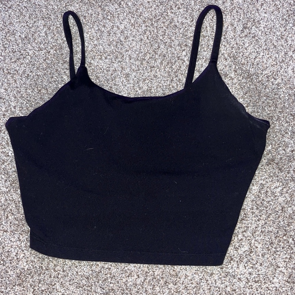 double sided crop top - black